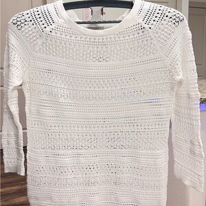 LOFT Ivory Crochet Knit Top Size M | Lightweight Layering Top